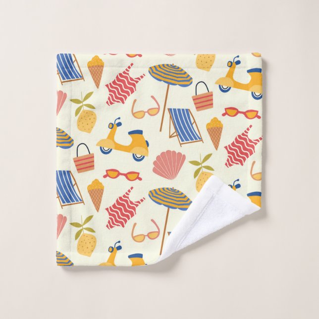 La dolce Vita Italian summer beach Pattern  Bath Towel Set (Wash Cloth)