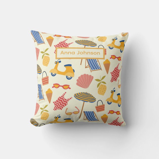 La dolce Vita Italian summer beach Pattern custom  Cushion (Front)