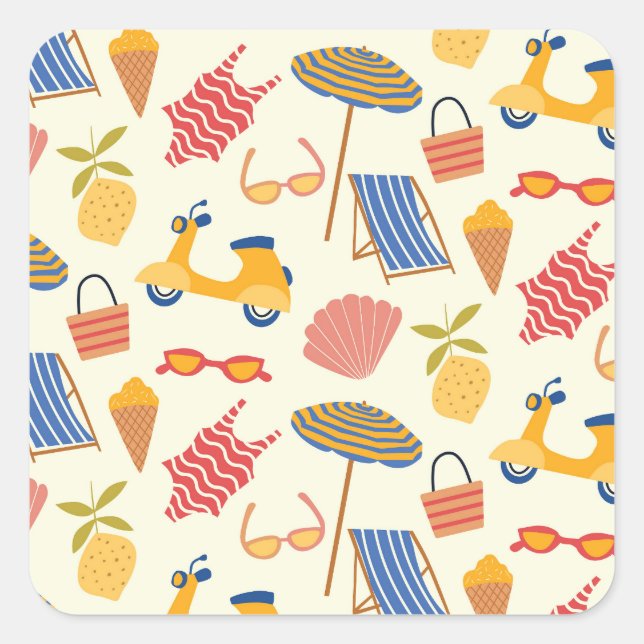 La dolce Vita Italian summer beach Pattern  Square Sticker (Front)
