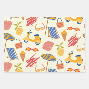La dolce Vita Italian summer beach Pattern  Wrapping Paper Sheet