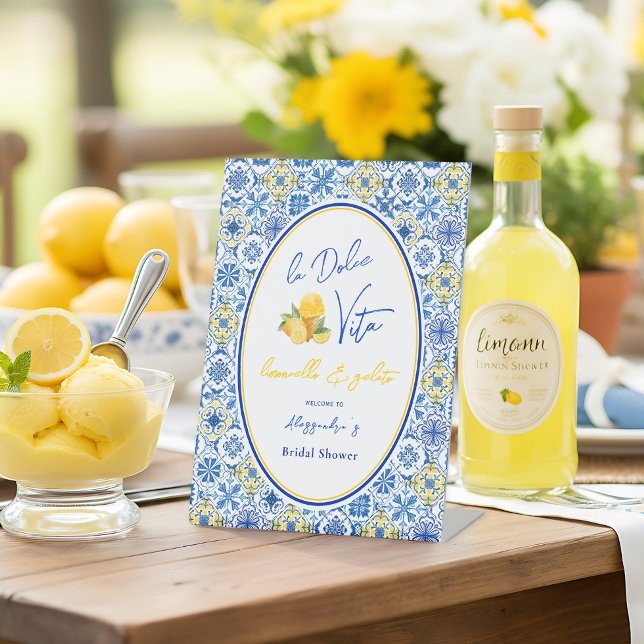 La Dolce Vita Italian Summer Bridal Shower Pedestal Sign (Creator Uploaded)