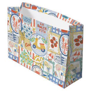 La Dolce Vita Italian Summer Lemons Mediterranean  Large Gift Bag