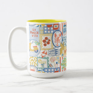 La Dolce Vita Italian Summer Lemons Mediterranean Two-Tone Coffee Mug