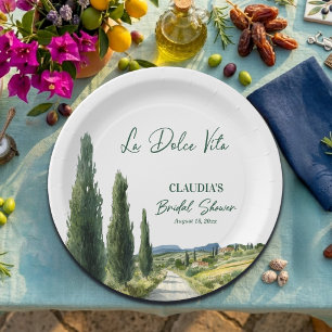 La Dolce Vita Italian View Bridal Shower Paper Plate