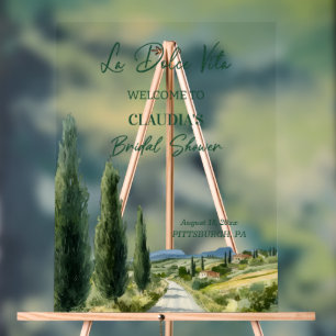La Dolce Vita Italian View Bridal Shower Welcome Acrylic Sign