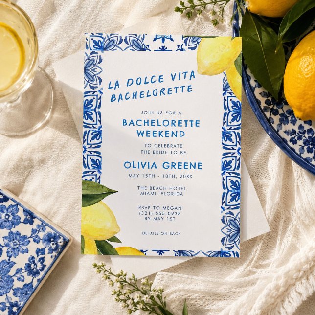La Dolce Vita Lemon Bachelorette Weekend  Invitation (La Dolce Vita Lemon Bachelorette Weekend Invitation)