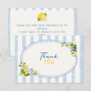 La dolce vita lemon blue hydrangea bridal shower  thank you card