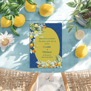 La Dolce Vita Lemon Blue Mediterranean Wedding Save The Date