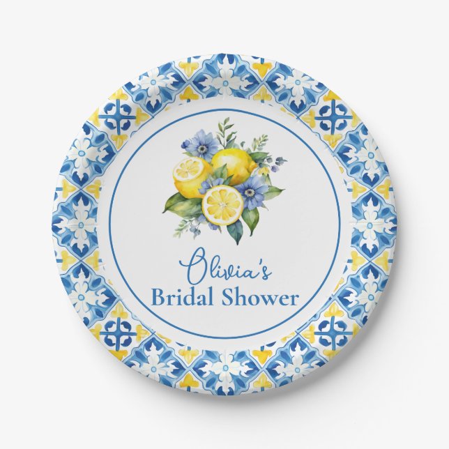 La Dolce Vita Lemon Bridal Shower Paper Plate (Front)