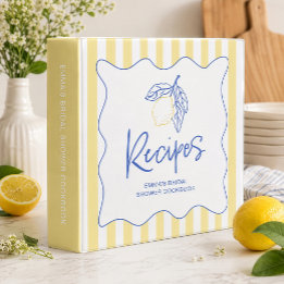 La Dolce Vita Lemon Bridal Shower Recipe 3 Ring Binder