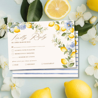 La Dolce Vita Lemon Citrus Mediterranean Wedding RSVP Card