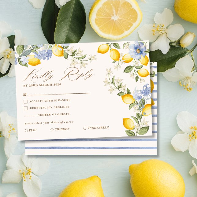 La Dolce Vita Lemon Citrus Mediterranean Wedding RSVP Card (Creator Uploaded)