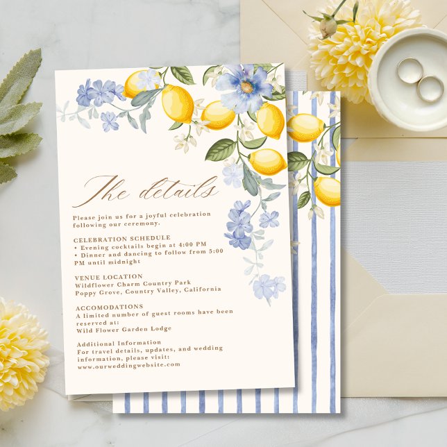 La Dolce Vita Lemon Citrus wedding details Enclosure Card (Creator Uploaded)