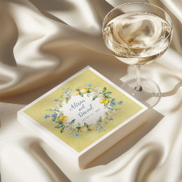 La Dolce Vita Lemon Floral Wedding Paper Napkin