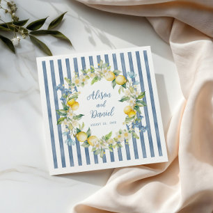 La Dolce Vita Lemon Floral Wedding Paper Napkin