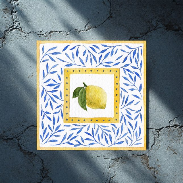 "La Dolce Vita" Lemon Mediterranean Italian Design Tile (Lemon Mediterranean Italian Design Ceramic Tile)