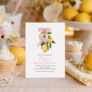 La Dolce Vita Lemon Pink Bow Bridal Shower Invitation