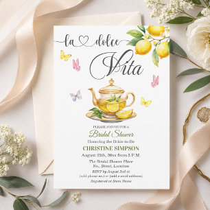 La Dolce Vita Lemon Teapot Bridal Shower Invitation