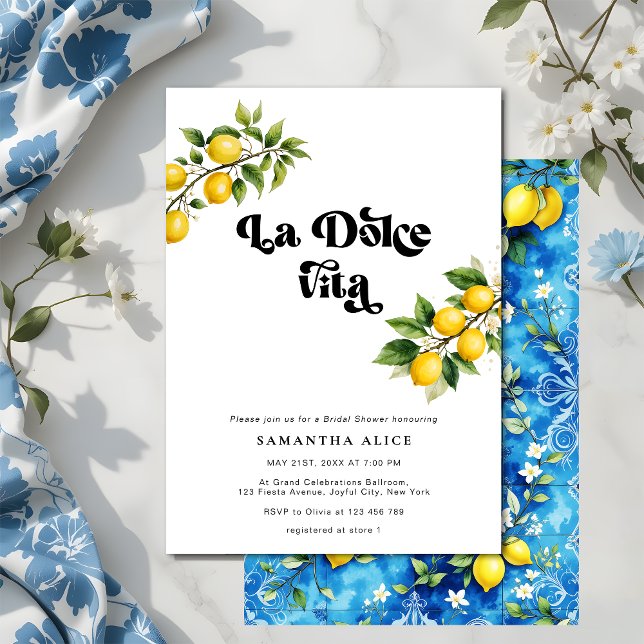 La Dolce Vita Lemon Theme Italian Bridal Shower Invitation (Creator Uploaded)