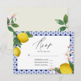 "La Dolce Vita" Lemon Tile Italian Wedding RSVP Card