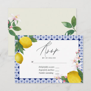 "La Dolce Vita" Lemon Tile Italian Wedding RSVP Card