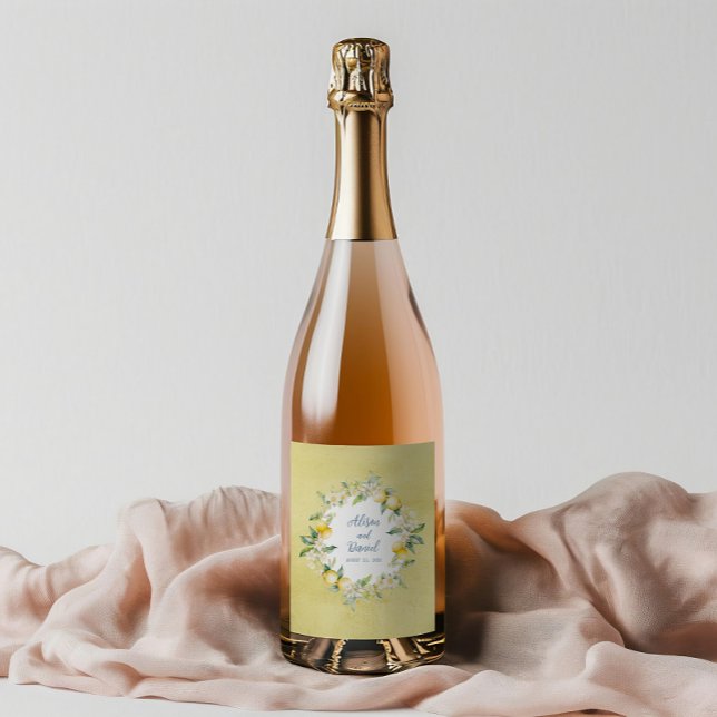La Dolce Vita Lemon Wedding Wine Bottle Label (Dress up your wine bottles with custom labels that wow guests at your wedding.)