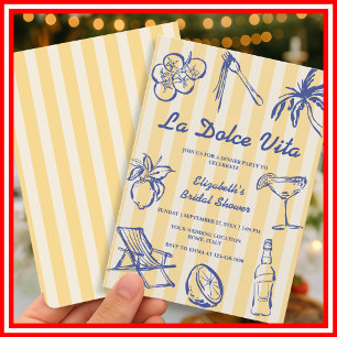 La Dolce Vita Lemons Italian Bridal Shower Invitation