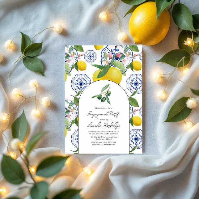 "La Dolce Vita" Mediterranean Engagement Party Invitation ("La Dolce Vita" Mediterranean Engagement Party Invitation)