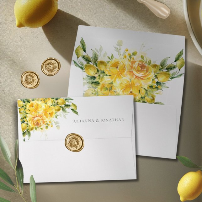 La Dolce Vita Mediterranean Italian Lemon Wedding Envelope (Creator Uploaded)