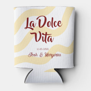 La Dolce Vita peach wedding couple Name mauve Can Cooler