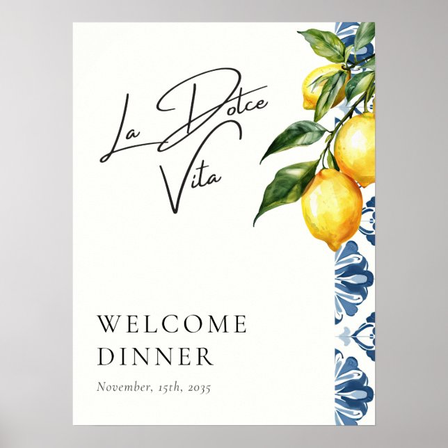 La Dolce Vita Positano Wedding Welcome Sign (Front)