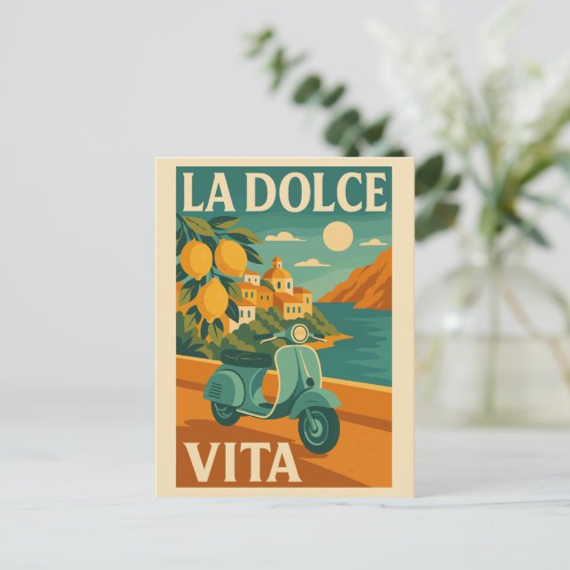 La Dolce Vita – Retro Italian Coast Travel Postcard (Standing Front)