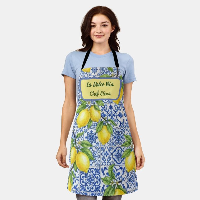 La Dolce Vita Sicilian Lemon Apron (Worn)