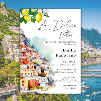 La Dolce Vita Summer Italian Bridal Shower Invitation