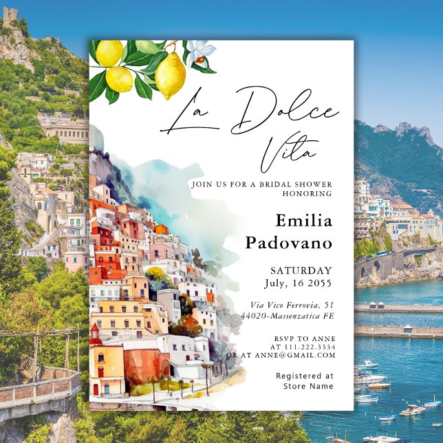 La Dolce Vita Summer Italian Bridal Shower  Invitation (Creator Uploaded)