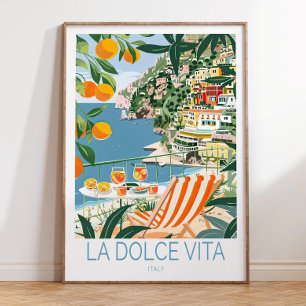 La Dolce Vita Travel Poster, Italy Wall Decor, La Poster