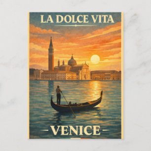 La Dolce Vita - Venice Vintage Travel Poster Postcard