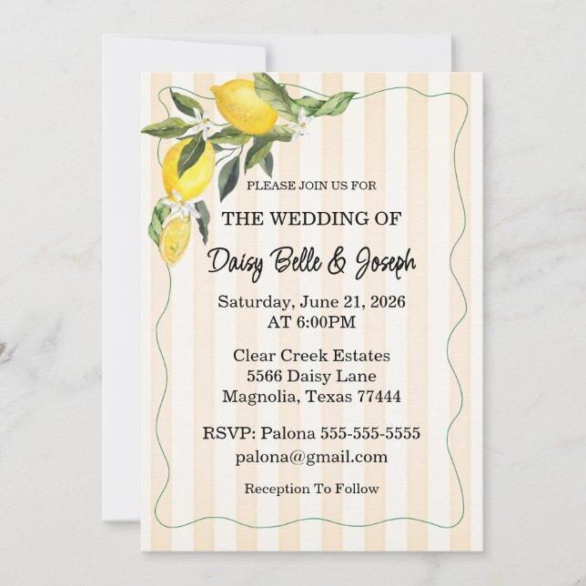 La Dolce Vita Wedding Invitation (Front)