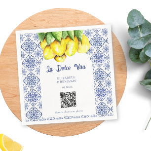 La Dolce Vita Wedding Mediterranean Photo Share QR Napkin
