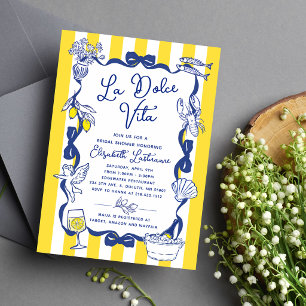 La Dolce Vita Whimsical Italian Bridal Shower Invitation