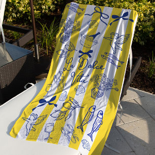 La Dolce Vita Whimsical Italian Themed Beach Towel