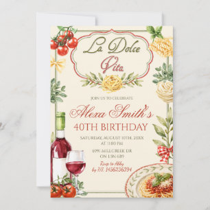 La Dolce Vita Wine & Pasta Adult Birthday Invitation