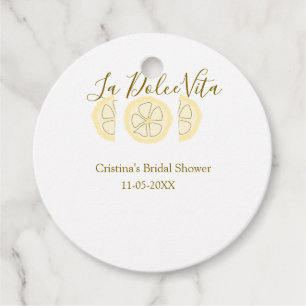 La Dolce Vita yellow lemon bridal shower pastel bo Favour Tags