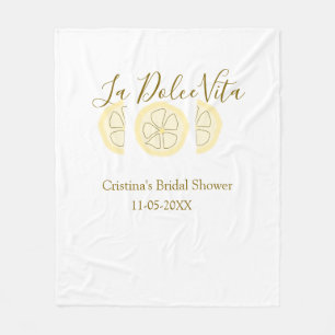 La Dolce Vita yellow lemon bridal shower pastel bo Fleece Blanket