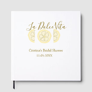 La Dolce Vita yellow lemon bridal shower pastel bo Guest Book