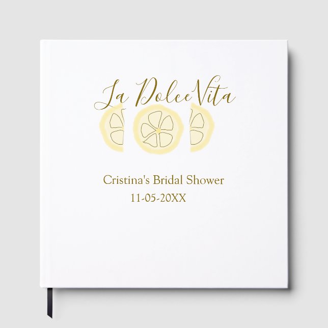 La Dolce Vita yellow lemon bridal shower pastel bo Guest Book (Front)