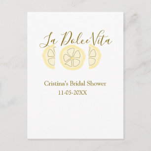 La Dolce Vita yellow lemon bridal shower pastel bo Postcard