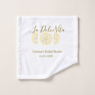 La Dolce Vita yellow lemon bridal shower pastel bo Wash Cloth