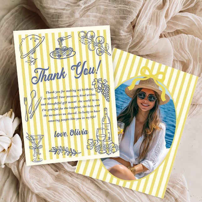 La Dolce Vita Yellow Stripes Thank You Card (Creator Uploaded)