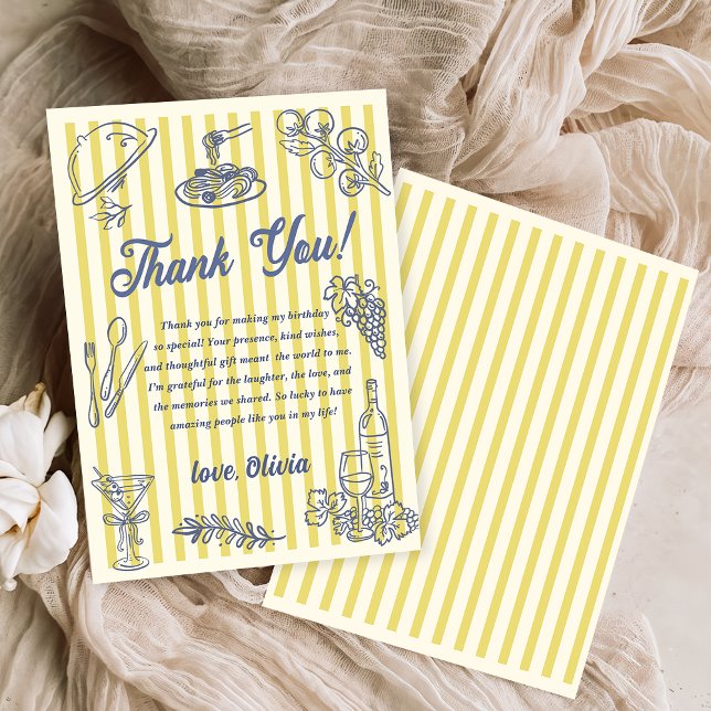 La Dolce Vita Yellow Stripes Thank You Card (Creator Uploaded)